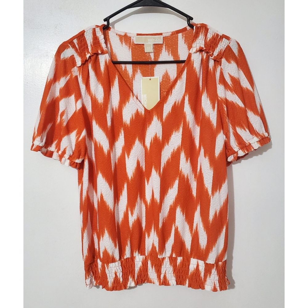 Michael Kors Women's Orange White Blouse or Top